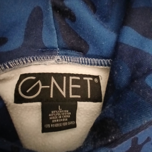 #051 Boys Blue Camo Hoodie Sweater By G-Net Size Large - Picture 8 of 15